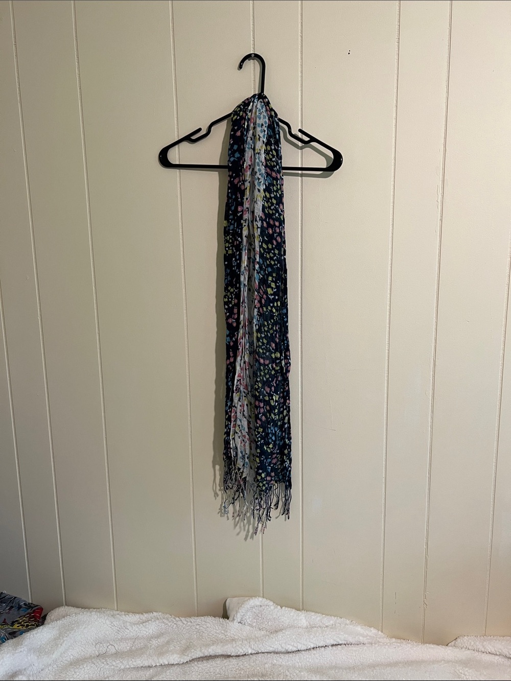 Lightweight Navy Blue Floral Scarf - Women's Accessory